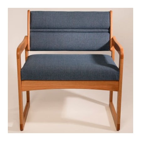 Wooden Mallet Bariatric Sled Base Chair - Light Oak/Blue Fabric DWBA1-1LOPB